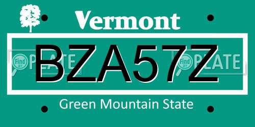 BZA57Z Vermont License Plate
