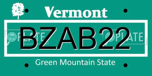BZAB22 Vermont License Plate