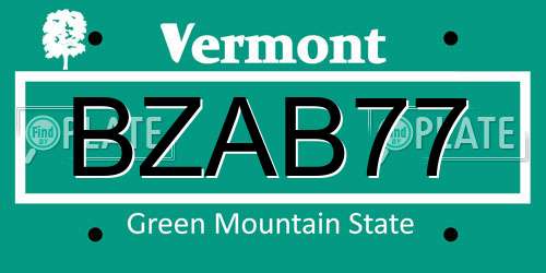 BZAB77 Vermont License Plate