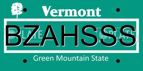 BZAHSSS Vermont License Plate
