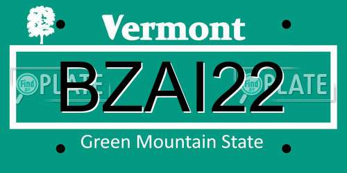 BZAI22 Vermont License Plate