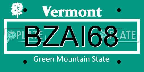 BZAI68 Vermont License Plate