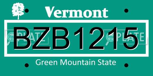 BZB1215 Vermont License Plate