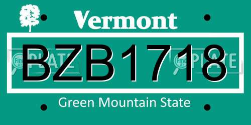 BZB1718 Vermont License Plate