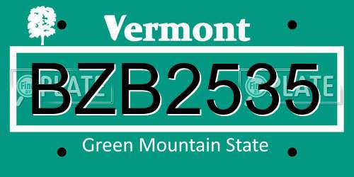 BZB2535 Vermont License Plate
