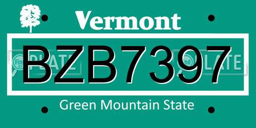 BZB7397 Vermont License Plate