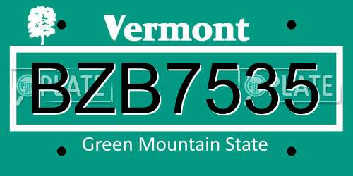 BZB7535 Vermont License Plate
