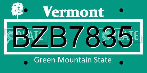 BZB7835 Vermont License Plate