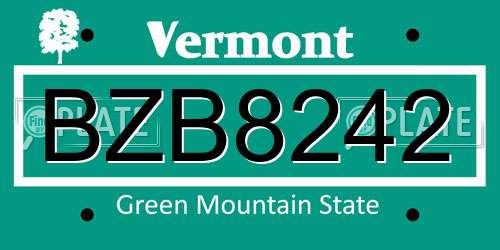 BZB8242 Vermont License Plate