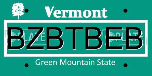 BZBTBEB Vermont License Plate