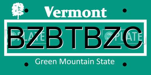 BZBTBZC Vermont License Plate