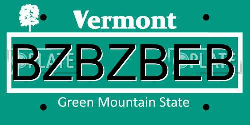 BZBZBEB Vermont License Plate