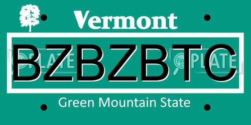 BZBZBTC Vermont License Plate