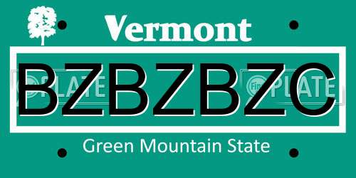 BZBZBZC Vermont License Plate