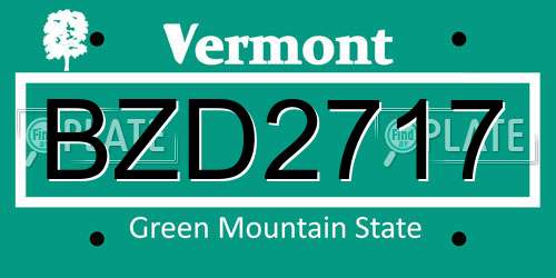 BZD2717 Vermont License Plate