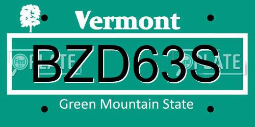 BZD63S Vermont License Plate
