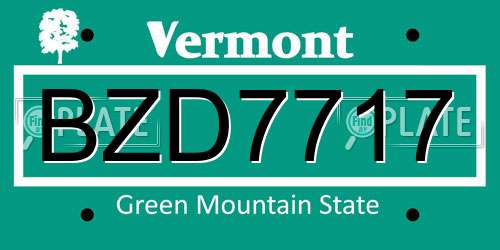 BZD7717 Vermont License Plate