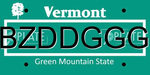BZDDGGG Vermont License Plate
