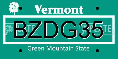 BZDG35 Vermont License Plate