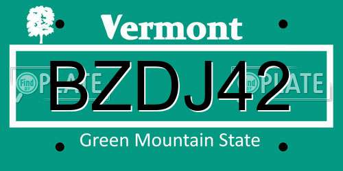 BZDJ42 Vermont License Plate