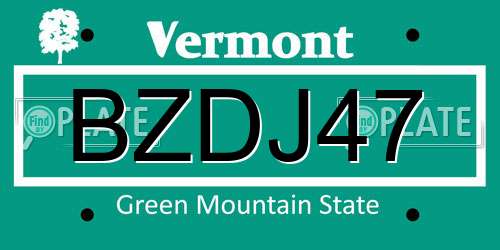 BZDJ47 Vermont License Plate