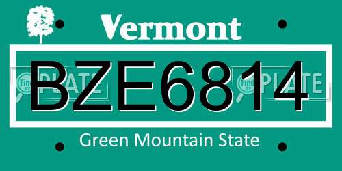 BZE6814 Vermont License Plate