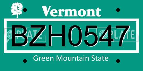 BZH0547 Vermont License Plate