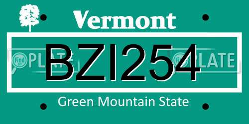 BZI254 Vermont License Plate