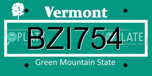 BZI754 Vermont License Plate