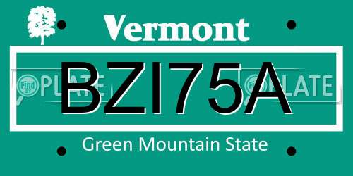 BZI75A Vermont License Plate