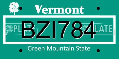 BZI784 Vermont License Plate