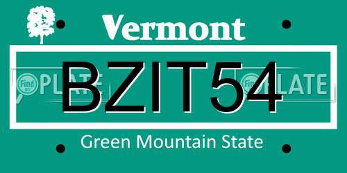 BZIT54 Vermont License Plate