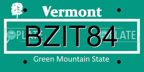 BZIT84 Vermont License Plate