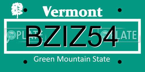 BZIZ54 Vermont License Plate