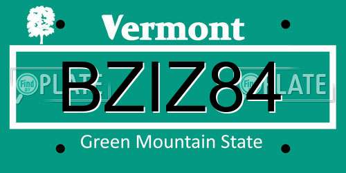 BZIZ84 Vermont License Plate