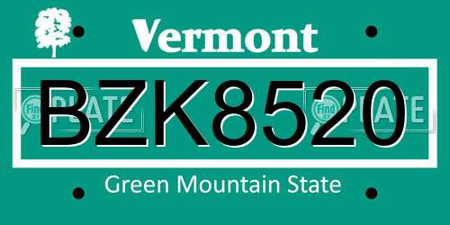 BZK8520 Vermont License Plate