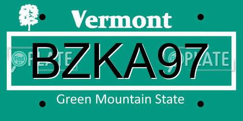 BZKA97 Vermont License Plate