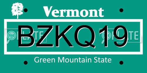 BZKQ19 Vermont License Plate