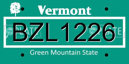 BZL1226 Vermont License Plate