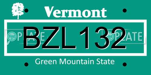 BZL132 Vermont License Plate
