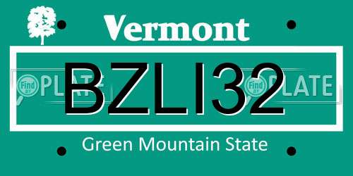 BZLI32 Vermont License Plate