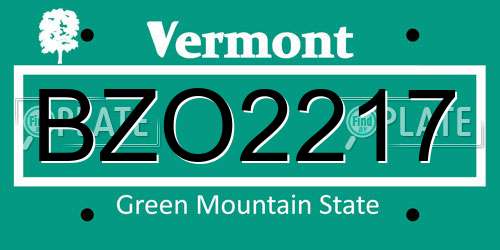 BZO2217 Vermont License Plate