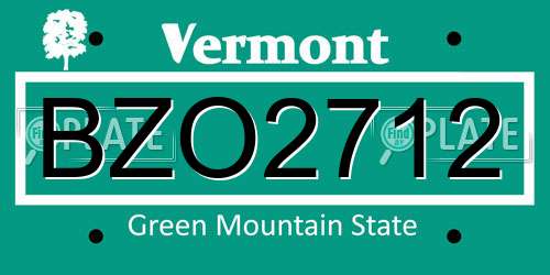 BZO2712 Vermont License Plate
