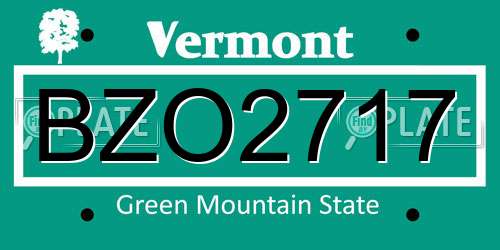 BZO2717 Vermont License Plate