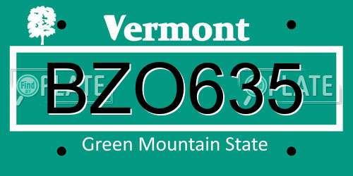 BZO635 Vermont License Plate