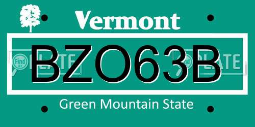 BZO63B Vermont License Plate