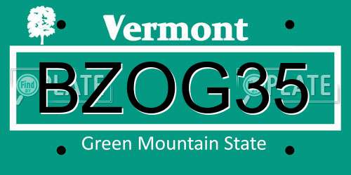BZOG35 Vermont License Plate