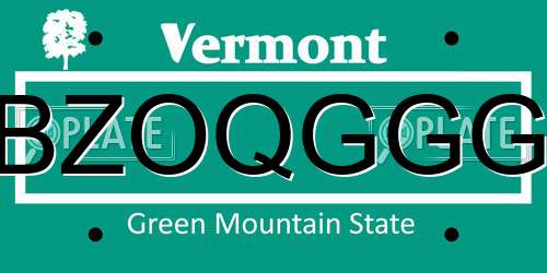 BZOQGGG Vermont License Plate