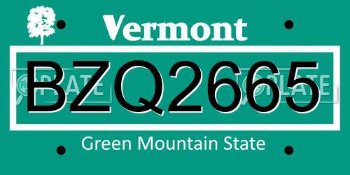 BZQ2665 Vermont License Plate