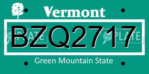 BZQ2717 Vermont License Plate